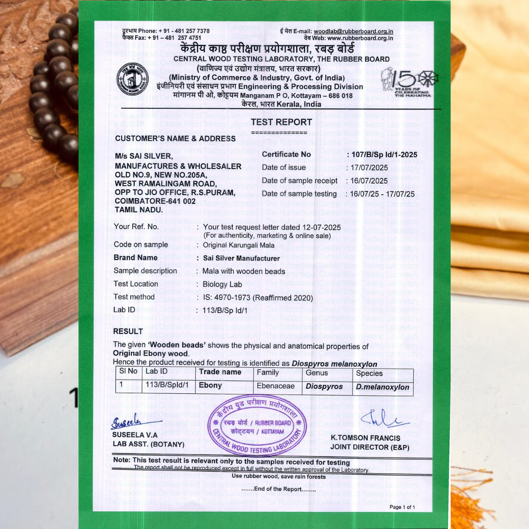 Original Karungali Mala with Govt Certified