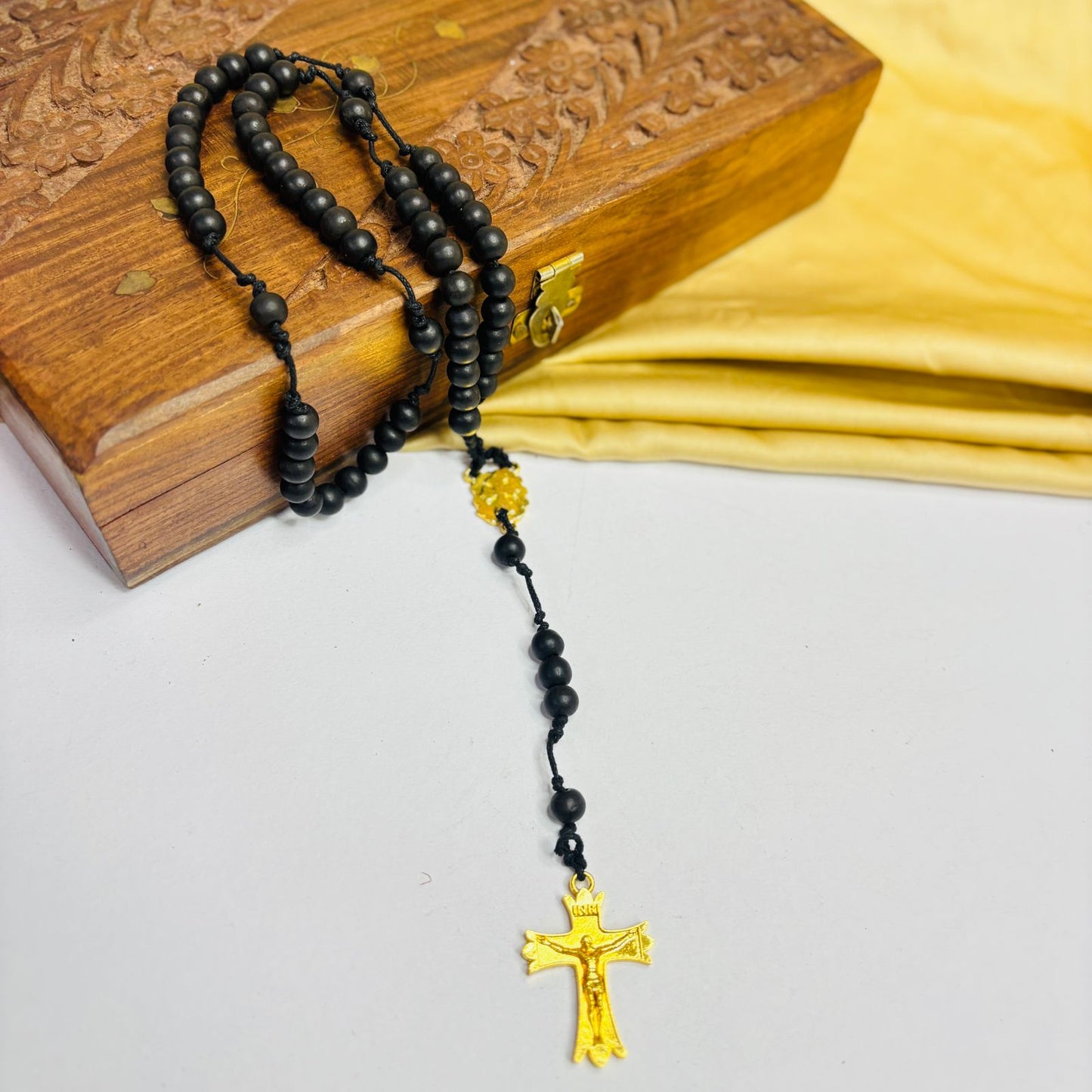 Original Karungali Mala with Holy Jesus Dollar. Govt Certified
